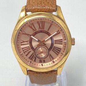 Bronzo Italia Watch Women 39mm Rose Gold Tone Swiss Parts Leather WR New Battery
